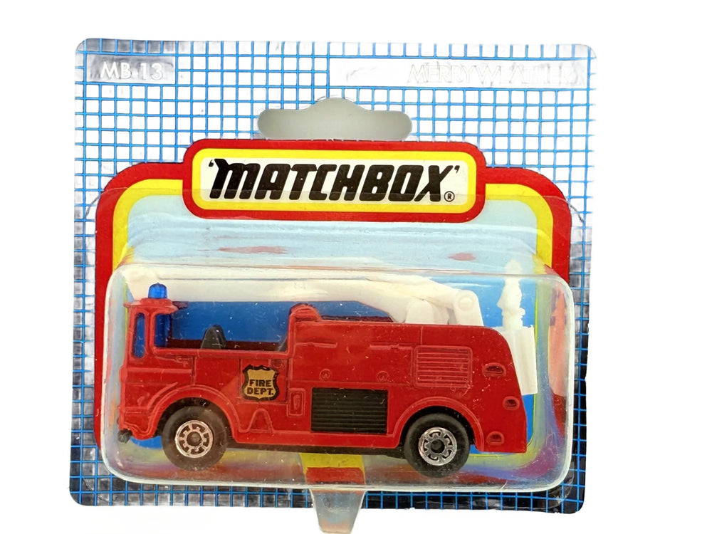 MERRYWEATHER FIRE TRUCK, Matchbox, Resoraki, Die cast Mb-13, Czerwony, 1:64