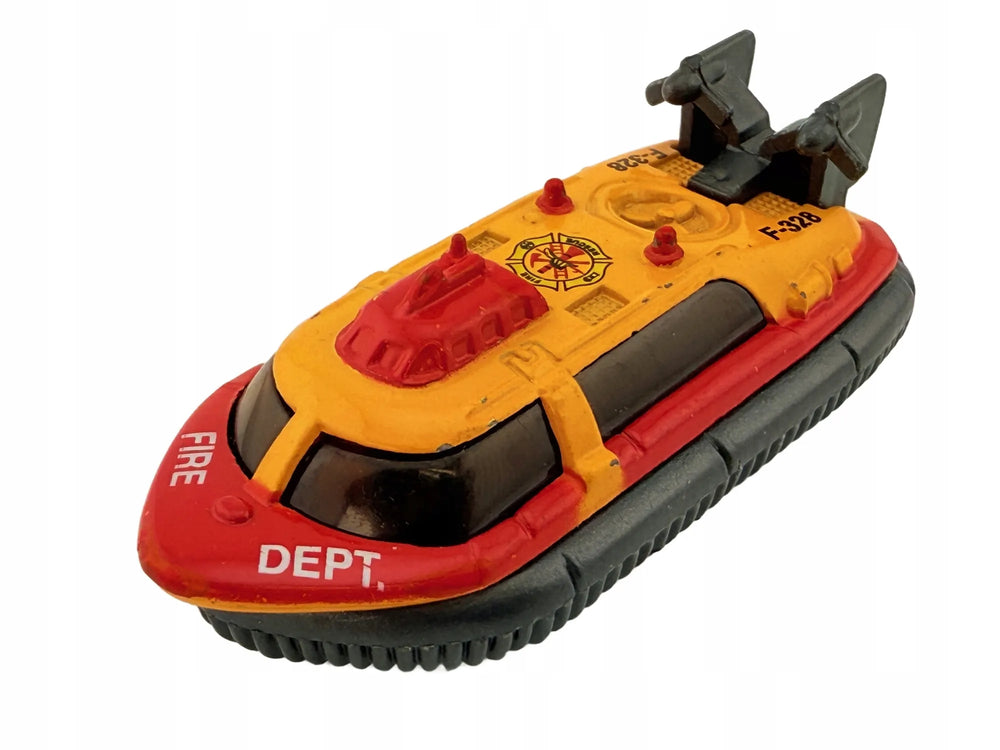 HOVERCRAFT, Poduszkowiec FIRE DEPT F-328 Die cast 07/10 Żółto-Czerwony 1:64
