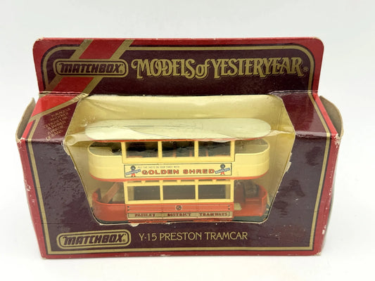 Tramwaj Y-15 PRESTON TRAMCAR Models of Yeasteryear Matchbox 1986 Żółty 1:87