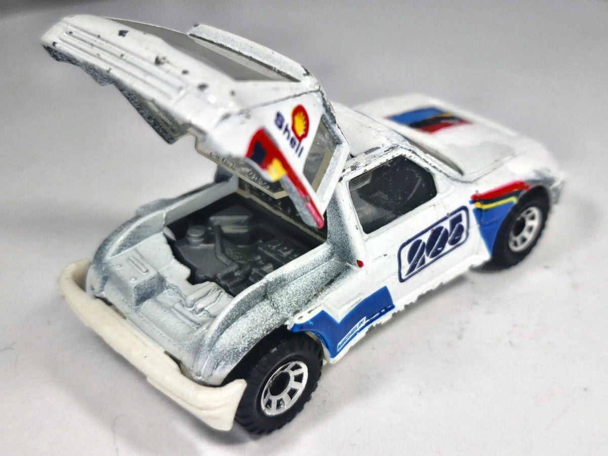 PEUGEOT 205 TURBO 16, Shell, Matchbox 1984, Die cast, Biały, 1:55, Resoraki – zdjęcie 3