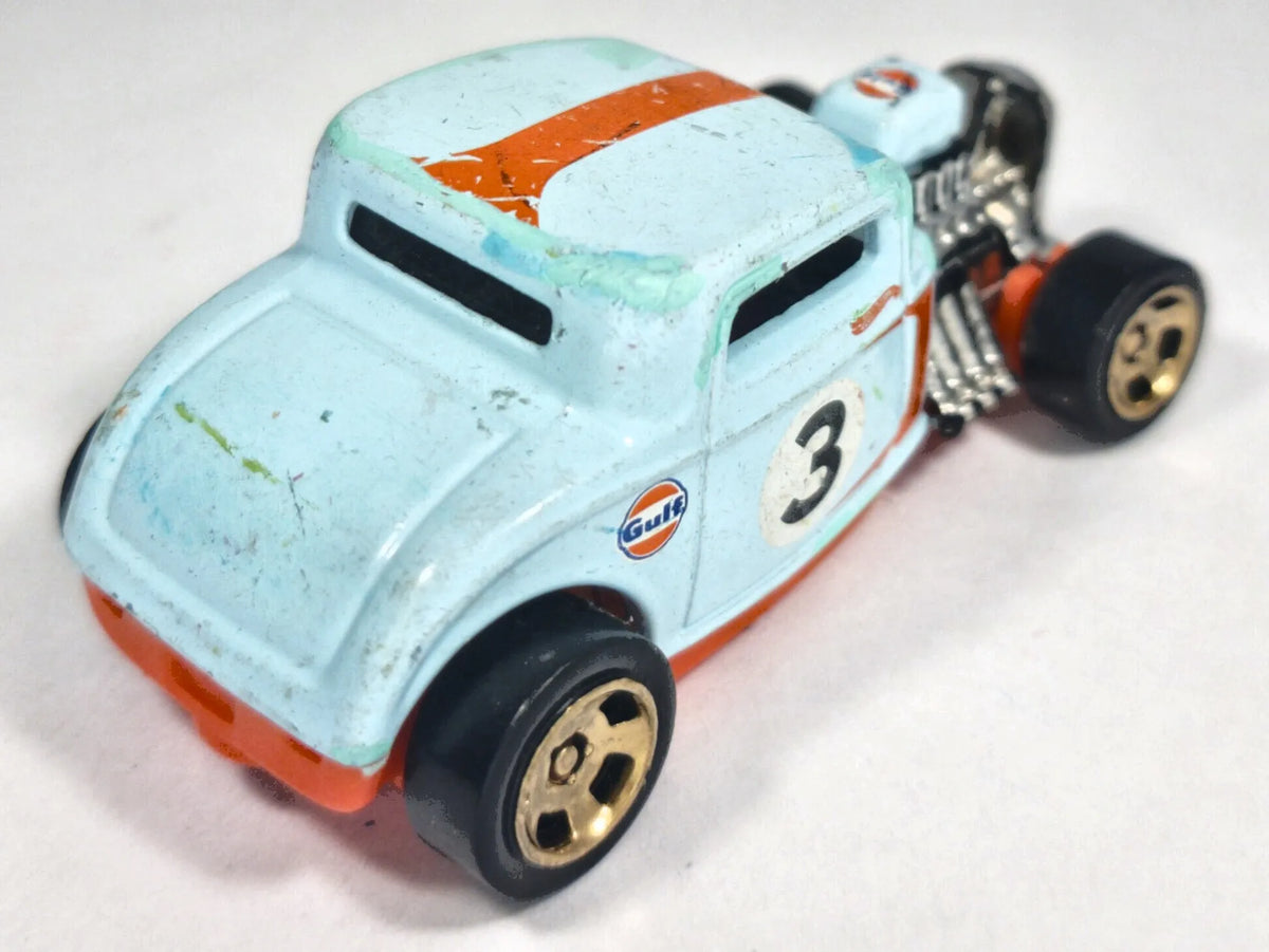 '32 FORD, GULF, Hot Wheels 1997-2016, Die cast DTX64 Błękitny 1:64 Resoraki – zdjęcie 3