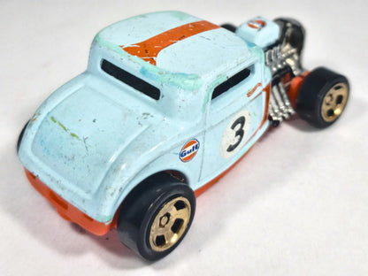 '32 FORD, GULF, Hot Wheels 1997-2016, Die cast DTX64 Błękitny 1:64 Resoraki – zdjęcie 3