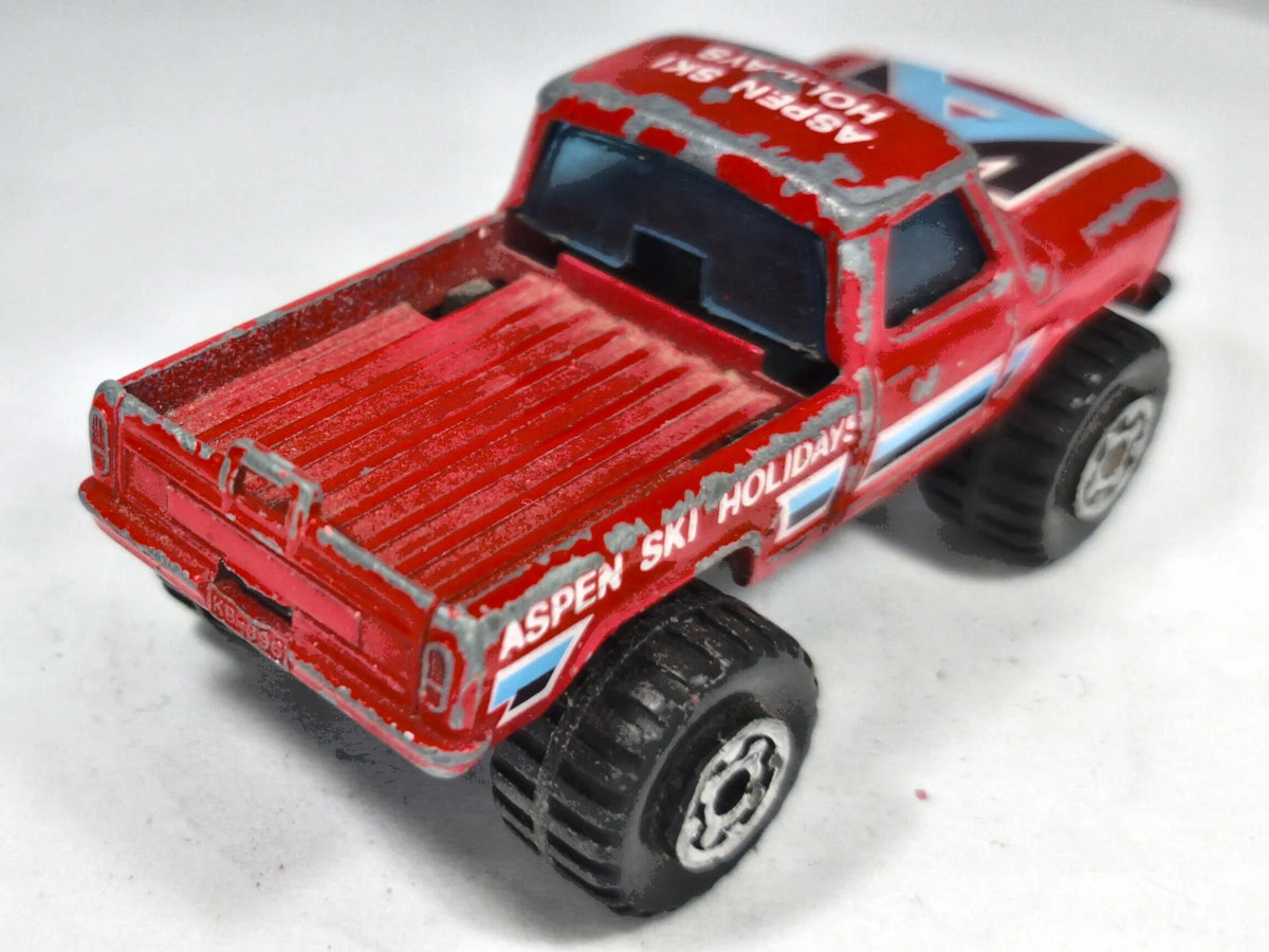 Mini Pick Up Matchbox 1981 Superfast 1:45 Pickup ASPEN SKI HOLIDAYS Luzak – zdjęcie 3