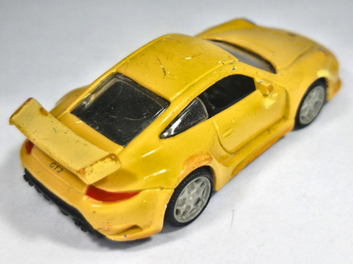 PORSCHE 911 GT2, Bburago, Made in Ch, Die cast 11636, Żółty, 1:43, Resoraki – zdjęcie 3