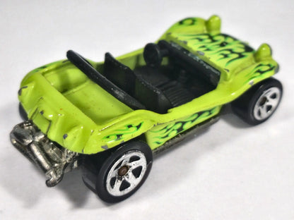MEYERS MANX, BUGGY, Hot Wheels 2002, Die cast A28, Limonkowy 1:64, Resoraki – zdjęcie 3