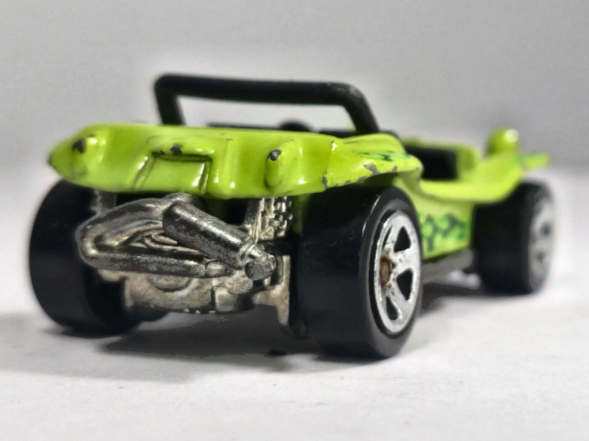 MEYERS MANX, BUGGY, Hot Wheels 2002, Die cast A28, Limonkowy 1:64, Resoraki – zdjęcie 6