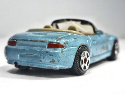 BMW Z3 CABRIO, OPEN TOP CAR RARE, Die cast MB 38, Niebieski, 1:60, Resoraki – zdjęcie 6