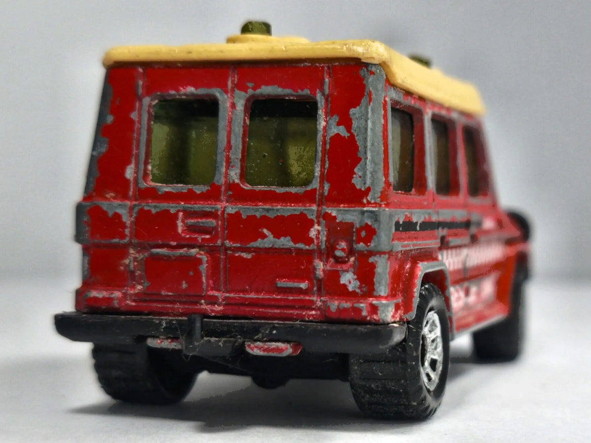 MERCEDES-BENZ 280 GE RESCUE UNIT, Matchbox 1984, Die cast, Czerwony, 1:50 – zdjęcie 6