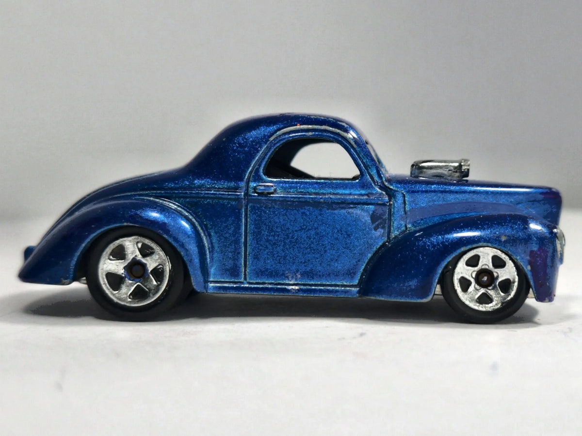 CUSTOM '41 WILLYS COUPE, Hot Wheels, Die cast 6069, Niebieski 1:64 Resoraki – zdjęcie 4