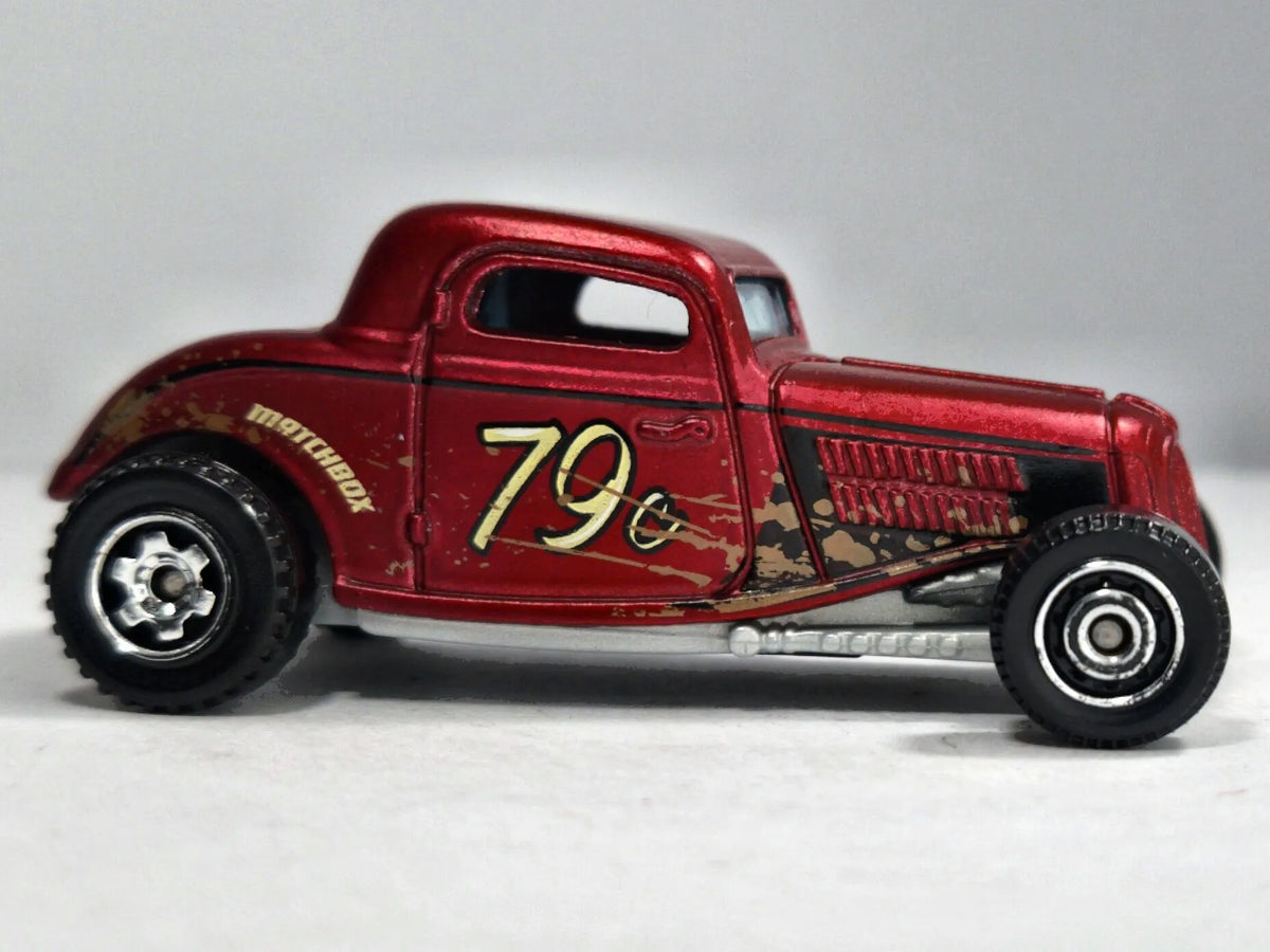 1933 FORD COUPE, Matchbox 2017, Die cast MB327, Czerwony, 1:64, Resoraki – zdjęcie 4