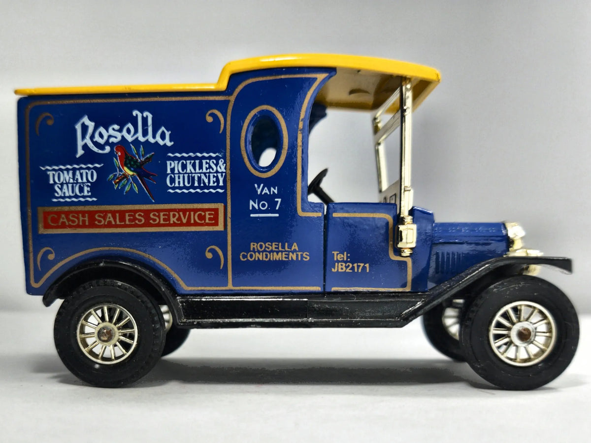 1912 FORD MODEL T Matchbox 1986 Niebieski 1:27 Made in England Rosella – zdjęcie 4