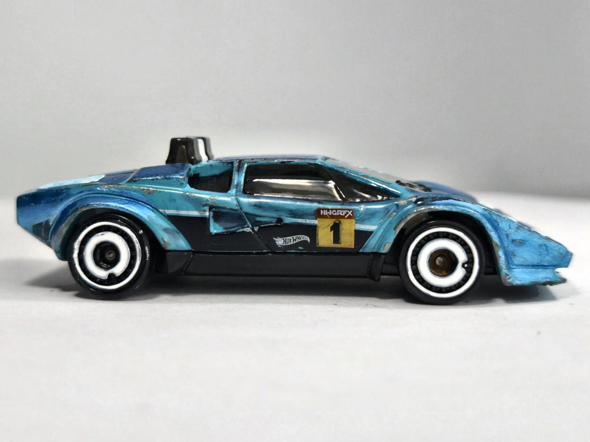 LAMBORGHINI COUNTACH PACE CAR POLICE Hot Wheels 2017 Turkusowy 1:64 – zdjęcie 4