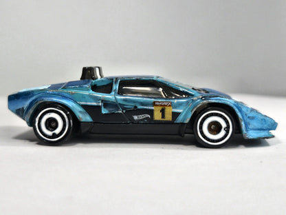 LAMBORGHINI COUNTACH PACE CAR POLICE Hot Wheels 2017 Turkusowy 1:64 – zdjęcie 4