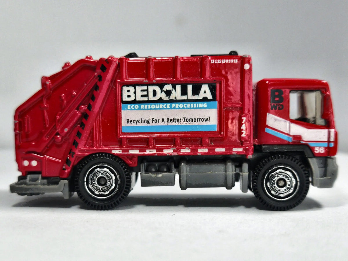 Garbage Truck Matchbox 2008 1:87 Śmieciarka BEDOLLA Luzak Czerwony – zdjęcie 4