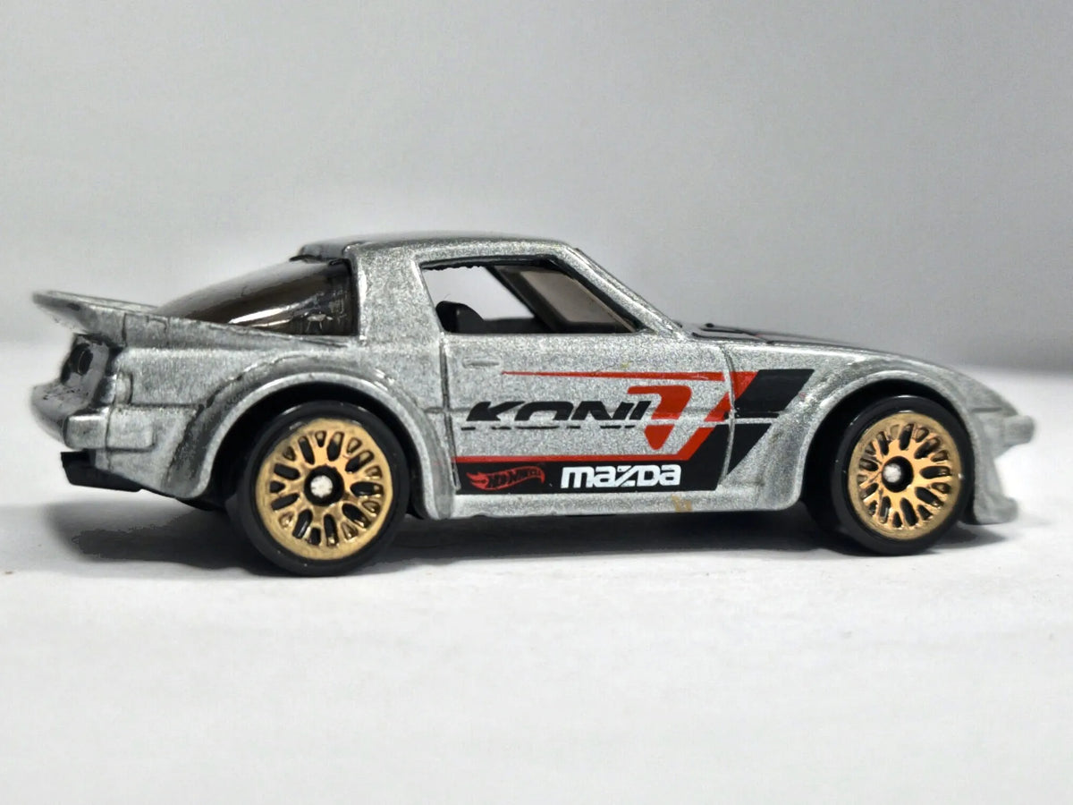 Mazda Rx-7 Hot Wheels HW Speed Graphics 1:64 KONI7 Luzak Srebrny – zdjęcie 4