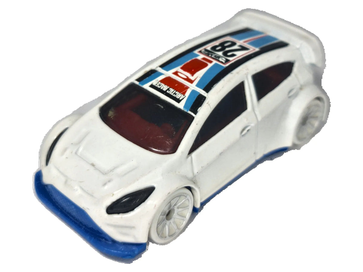 FORD FIESTA RALLY #28, Hot Wheels 2011, Die cast H39, Biały, 1:60, Resoraki