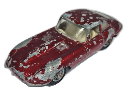 E-TYPE JAGUAR, Matchbox 1962, Made in England, Die cast 32, Czerwony, 1:64