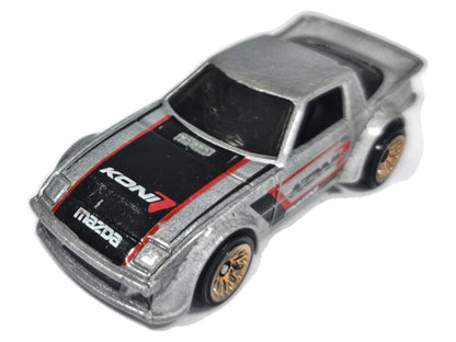 Mazda Rx-7 Hot Wheels HW Speed Graphics 1:64 KONI7 Luzak Srebrny