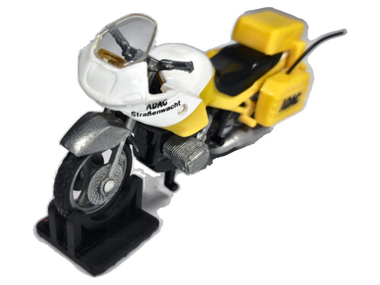 MOTOCYKL BMW R80 RT ADAC + Stojak Resoraki, SIKU, Żółty, 1:25, Resoraki