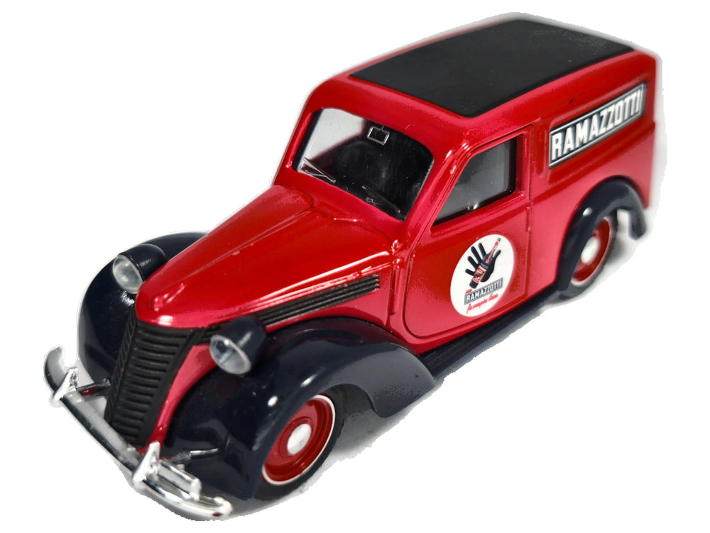 FIAT 1100E FURGONE 1950, RAMAZAOTTI, Brumm, Die cast Czerwony 1:43 Resoraki