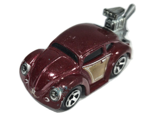 Volkswagen Beetle Hot Wheels 2001 1:58 Luzak Bordowy