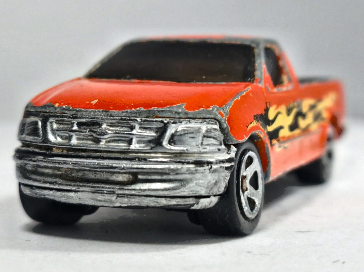 Ford F-150 Hot Wheels 1996 1:64 Pickup Luzak Pomarańczowy – zdjęcie 5