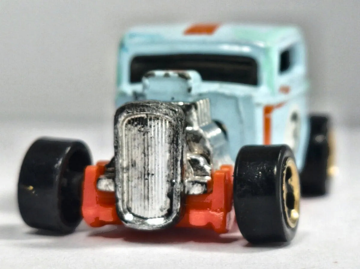 '32 FORD, GULF, Hot Wheels 1997-2016, Die cast DTX64 Błękitny 1:64 Resoraki – zdjęcie 5