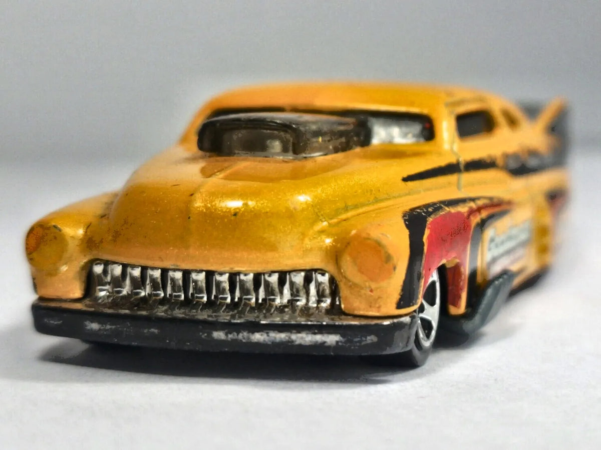 '49 DRAG MERC, Hot Wheels 2010, Die cast E39, Żółty, 1:64, Resoraki – zdjęcie 5