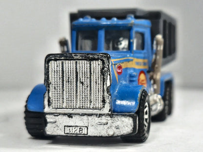 PETERBILT TRUCK, WYWROTKA, Matchbox 1981, Die cast, Niebieski 1:64 Resoraki – zdjęcie 5