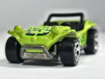 MEYERS MANX, BUGGY, Hot Wheels 2002, Die cast A28, Limonkowy 1:64, Resoraki – zdjęcie 5
