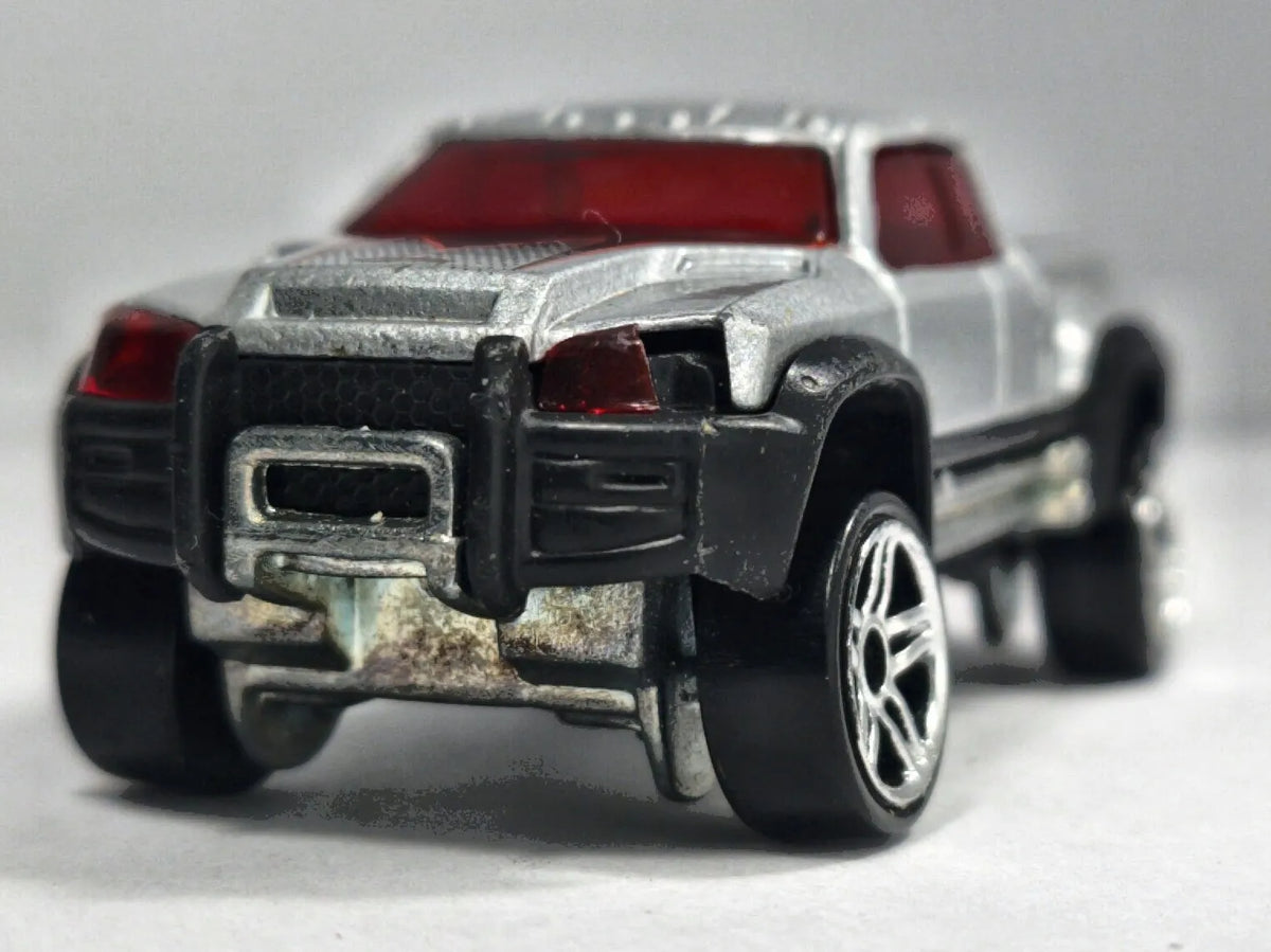 MEGA-DUTY, PICKUP TRUCK, Hot Wheels 2001, Die cast, Srebrny, 1:64, Resoraki – zdjęcie 5