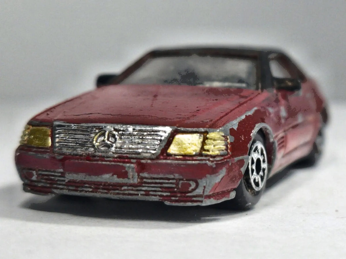 MERCEDES-BENZ 500 SL, Vintage Old Maisto, Die cast, Czerwony 1:60, Resoraki – zdjęcie 5